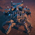 Futuristic Multi Legged Mechanical Robot Featuring Armored Structure In Red Mountain Terrain 3d model