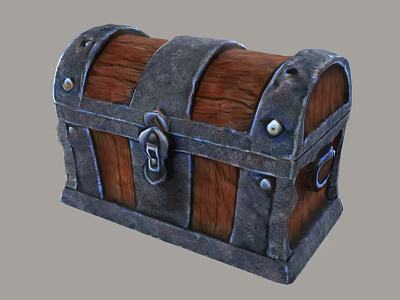 Vintage Wooden Chest With Metal Straps Lock Rivets And Classic Design Details 3d model
