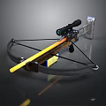 Modern Crossbow with Scope Wooden Stock Metal Frame and Yellow Rod