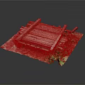 Rustic Wooden Pallet Structure With Green Foliage And Garden Tool On Soil Mat