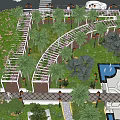 Beautiful Park Landscape With Central Square Winding Pathways And Colorful Trees