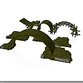 Grass Covered Arch Structures With Wooden Frames And Stone Bases