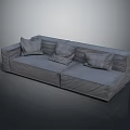 Gray Fabric Sectional Sofa For Living Room With Modern Design And Square Cushions
