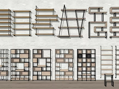 Modern Storage Shelving Units With Various Open Designs And Metal Wood Frames 3d model