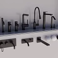 Modern Black Bathroom Faucets And Wall Mounted Fixtures For Wash Basin
