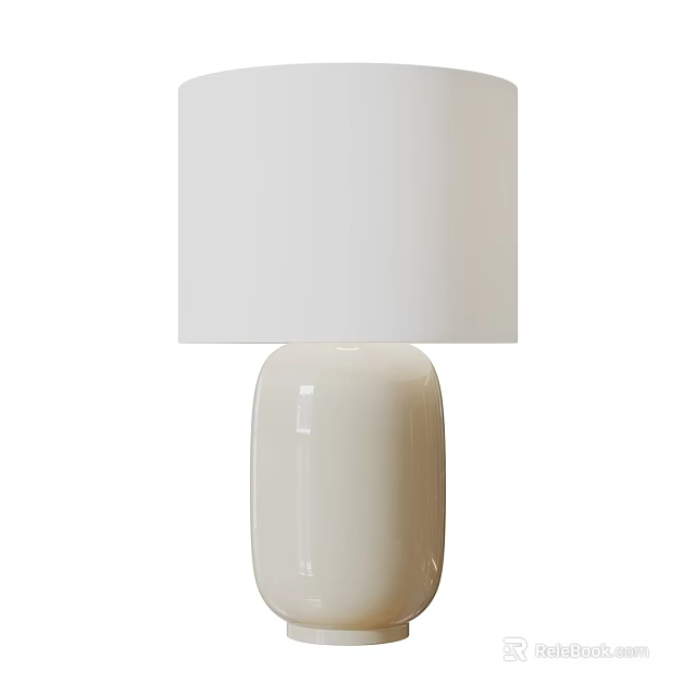 Modern Minimalist Table Lamp With White Ceramic Base And Lampshade 3d model 
