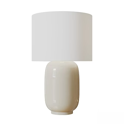 Modern Minimalist Table Lamp With White Ceramic Base And Lampshade 3d model