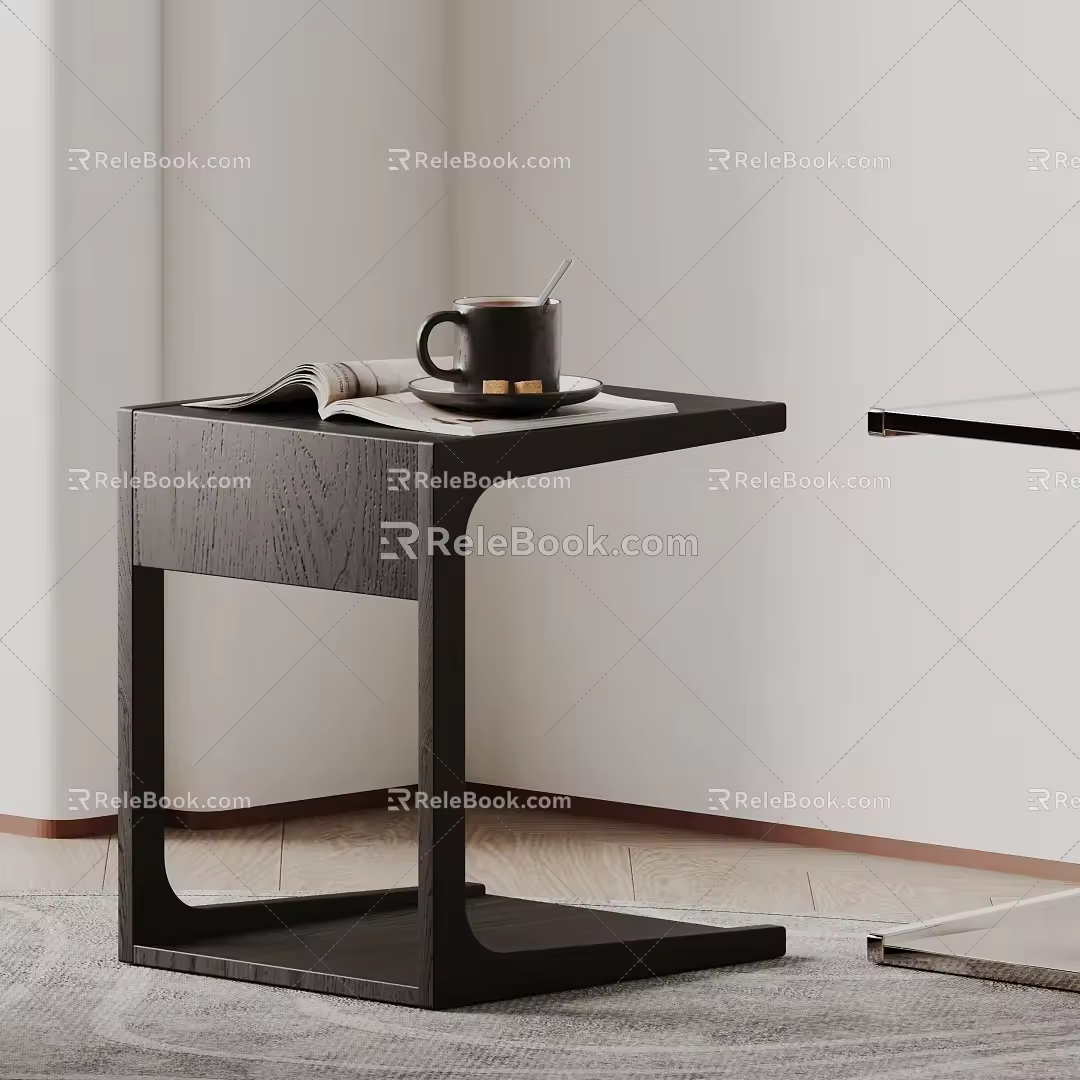 Side Table Solid Wood Side Table Small Coffee Table Book Ornaments 3d model