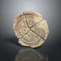 Ancient Broken Circular Stone Daily Necessity With Intricate Carved Patterns 3d model
