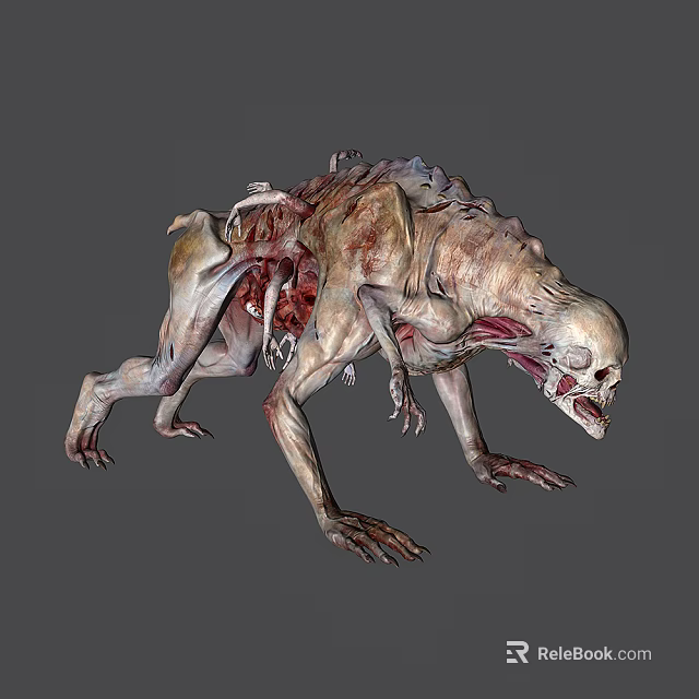 Grotesque Mutant Creature Character With Exposed Muscles And Distorted Horror Form 3d model 