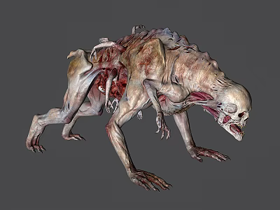 Grotesque Mutant Creature Character With Exposed Muscles And Distorted Horror Form 3d model