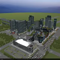Urban Birds Eye View Planning With Modern High Rise Buildings Green Spaces And Roads