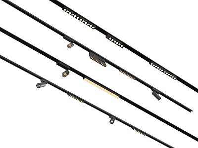 Black LED Grille Lights Long Strip Design For Office Ceiling Lighting 3d model