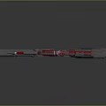 Futuristic Sci-Fi Weapon With Shiny Silver And Red Reflective Modern Design Details
