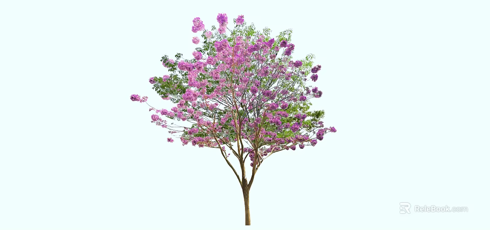 Graceful Arbor with Pink Blossoms and Green Leaves in Full Bloom 3d model 