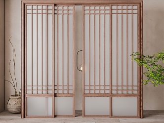 New Chinese-style sliding door 3d model