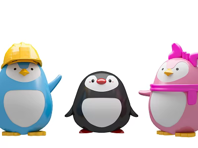 Modern penguin penguin family penguin combination animal penguin beauty chen penguin glass steel penguin ornaments penguin shape ice penguin IP 3d model