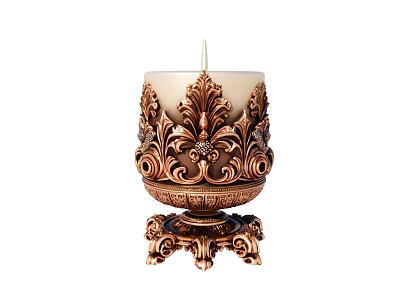 Ornate Bronze Decorative Candle Holder With Intricate Carvings And Base 3d model