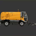 Computer Generated 3D Model of Yellow Sweeper Truck with Cleaning Gear 3d model