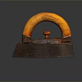 Vintage Iron With Wooden Handle And Metal Base For Household Use