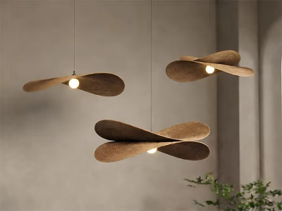 Unique Modern Pendant Lights With Curved Wooden Design For Minimalist Interior Decor 3d model