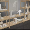 Minimalist Wooden Bookshelf With Multi Tiered Shelves Books Vases And Decorative Items