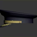 Elegant Dark Blue Hat With Gold Wing Badge Stripes And Laurel Leaf Patterns 3d model