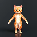 Realistic 3D Model of Anthropomorphic Standing Orange Cat on Black Background