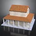 Classical Two Story Building With Red Tiled Roof White Walls And Columns