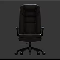 Black Leather Office Chair With Ergonomic Armrests And Swivel Wheeled Base