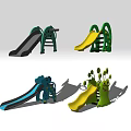 Fun Colorful Cartoon Animal Shaped Playground Equipment with Green Blue Yellow Slides for Kids