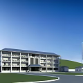 Modern Multi Story Industrial Factory Building With Metal Roof Storage Silos And Green Landscape