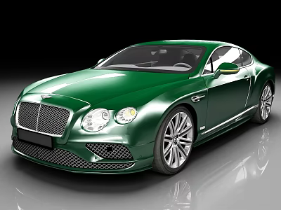 Green Bentley Sports Car With Shiny Exterior Front Grille And Alloy Wheels 3d model