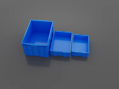 Blue Plastic Storage Baskets Three Different Sizes for Home Organizing Solutions 3d model