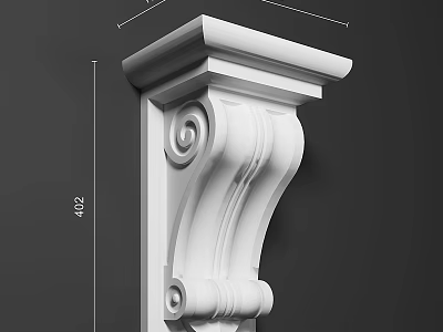 Classic White Ornate Architectural Corbel With Scroll Design And Decorative Details 3d model