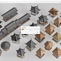 Chinese-style landscape gallery pavilion Chinese-style promenade pavilion 3d model