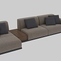 Modern Double Sofa With Light Gray Fabric And Soft Gray Cushions Design 3d model