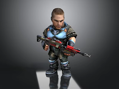 Detailed Military Soldier Figure Holding Rifle In Combat Gear Action Pose 3d model
