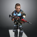 Detailed Military Soldier Figure Holding Rifle In Combat Gear Action Pose