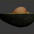 Fresh Halved Avocado With Green Skin Yellow Flesh And Brown Seed