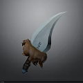 Enchanted Ice Blade with Transparent Blue Edge and Brown Horned Beast Handle