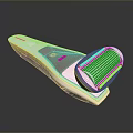 Modern Handheld Electric Shaver With Blue Pink White Design And Multiple Blades