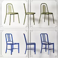 Green and Blue Modern Dining Chairs With Simple Design and Metal Legs
