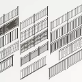 Various Fence Designs With Different Rail Patterns And Styles Illustration