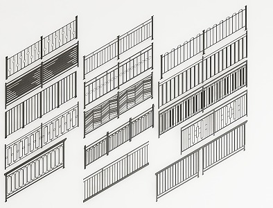 Modern Guardrail Railing 3d model