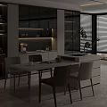 Modern Light Luxury Dining Table With Elegant Upholstered Chairs In Bright Stylish Open Kitchen Space