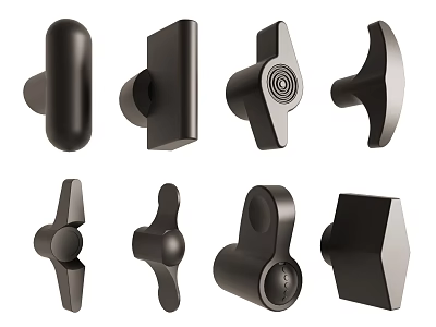 Modern Cabinet Handles Featuring Diverse Sleek Designs And Matte Black Finish For Home Furniture 3d model