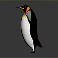 Emperor Penguin Black And White Feathers Yellow Neck Orange Beak Standing On Dark Background