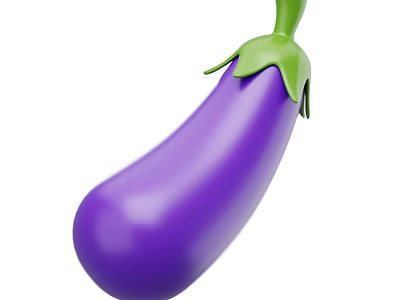 Fresh Organic Purple Eggplant With Green Stem And Smooth Skin 3d model