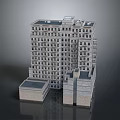 Multi Storey Urban Building Complex With Regular Window Rows And Adjacent Low Rise Structures